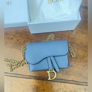 Dior saddle wallet with chain